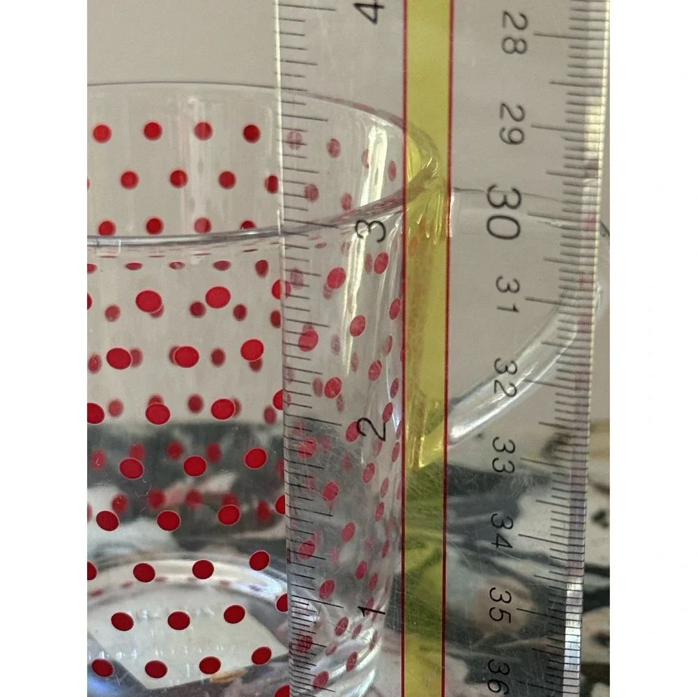 IKEA Red Polka Dot Glass Coffee Mugs 18314 Made in France Vintage Set of 4 NOS